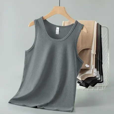 300g重磅背心男士秋冬季运动坎肩德绒保暖无袖t恤双面绒打底马甲商品大图