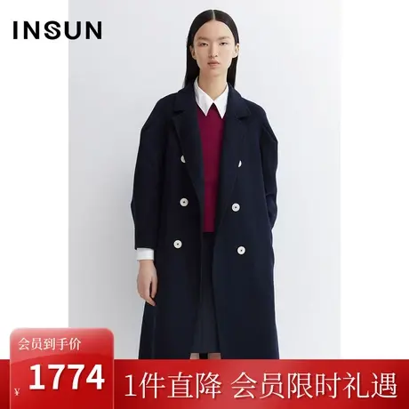 恩裳商场同款春季羊毛层次感设计经典时尚垂感毛呢外套商品大图