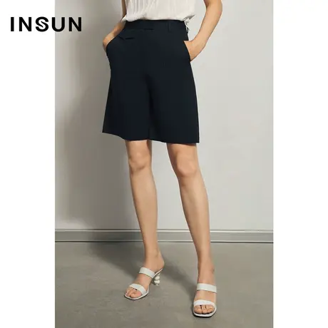 INSUN恩裳夏季阔腿直筒薄款西裤短裤图片