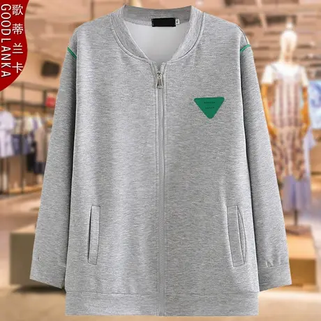 加肥加大码棒球服女宽松200斤中年妈妈春秋新款纯色立领卫衣外套商品大图