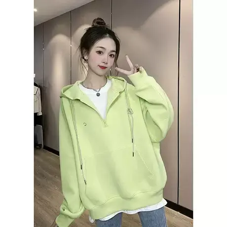 2023年秋季字母刺绣韩版连帽卫衣女简约时尚大码显瘦百搭上衣外套图片