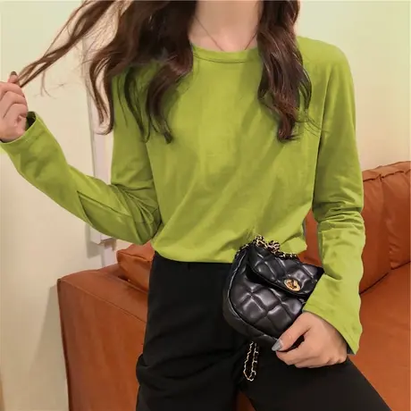 洋气秋冬内搭长袖t恤女装慵懒宽松2024春秋百搭白色打底衫上衣服图片