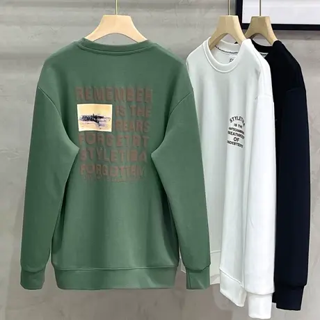 2023新款春秋男士韩版潮流长袖T恤圆领宽松卫衣男上衣简潮ins外套商品大图