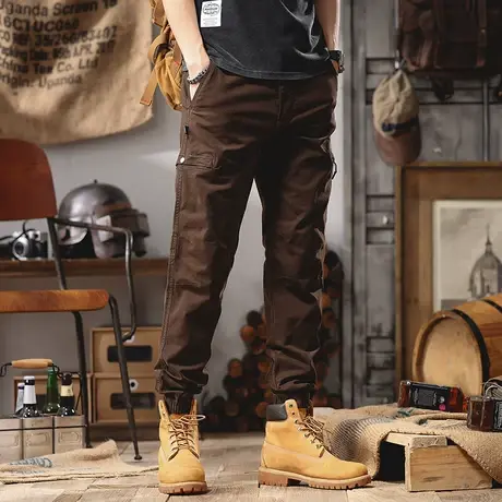 时尚潮流夏季薄款男工装裤时尚裤子男款潮流裤子复古束脚裤大码商品大图