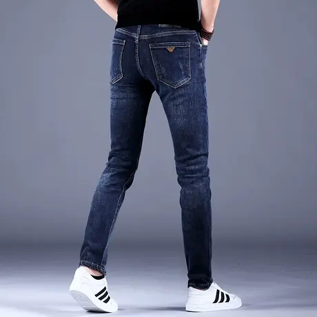 2023新款男士蓝色牛仔裤男秋冬男款弹力高端潮牌休闲裤子修身小脚商品大图