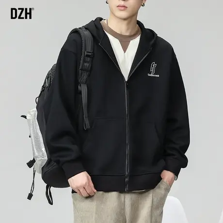 男士美式连帽重磅开衫卫衣外套男秋季新款2024爆款休闲运动连帽衫商品大图