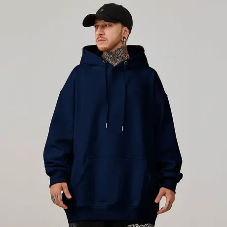 纯色宽松加绒加肥加大连帽卫衣大码男装打底衫女春秋冬款男生外套图片