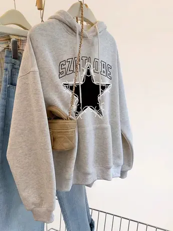 今年流行漂亮卫衣秋冬oversize大码闺蜜外套潮ins小个子长袖上衣商品大图