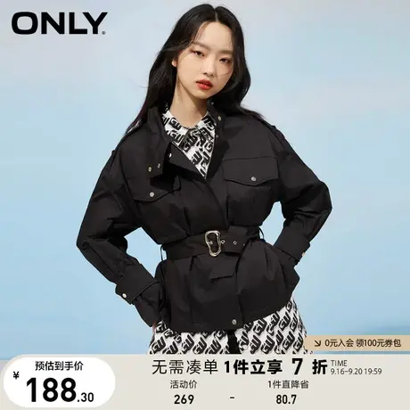 【买4免1】ONLY奥莱夏季时髦收腰酷飒通勤百搭短风衣外套女商品大图