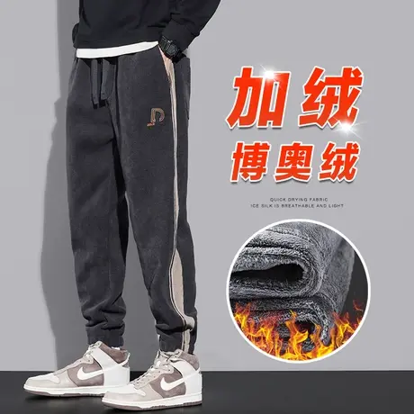 冬季加绒加厚灯芯绒裤子男士休闲裤2023年新款运动卫裤男裤秋冬款商品大图