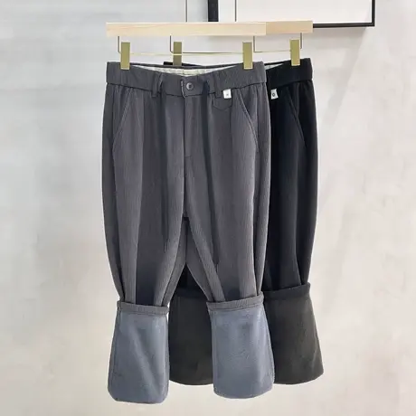 男春秋款灯芯绒加绒大码裤子男款宽松新款休闲长裤秋冬款小西裤男商品大图