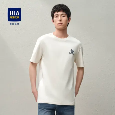 HLA/海澜之家心潮系列短袖t恤2024春夏新款印花顺滑圆领时尚短t男图片