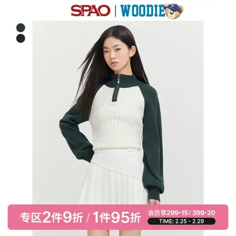 【小熊Woodie】SPAO女士春季半开襟短款套头毛衣SPKAD12S20商品大图