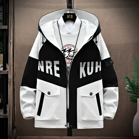 潮牌工装外套男孩春秋季加绒加厚青少年潮流初中高中学生大童夹克商品大图