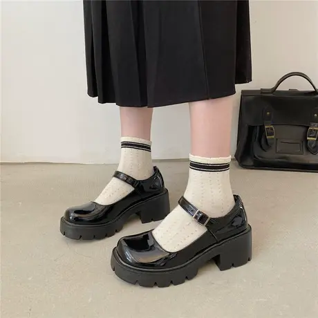 日系玛丽珍鞋女厚底学院风单鞋2024夏季复古一字扣英伦小皮鞋鞋子商品大图