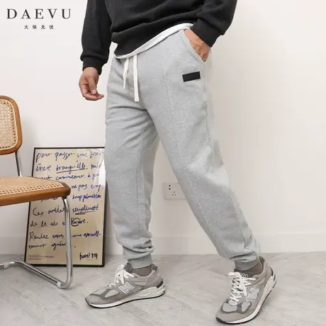 DAEVU秋新款年青大号弹力潮胖子束脚加肥加大码男士针织运动卫裤商品大图