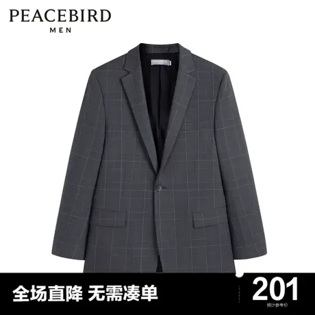 太平鸟男装奥莱 深灰色商务休闲西装西服男图片