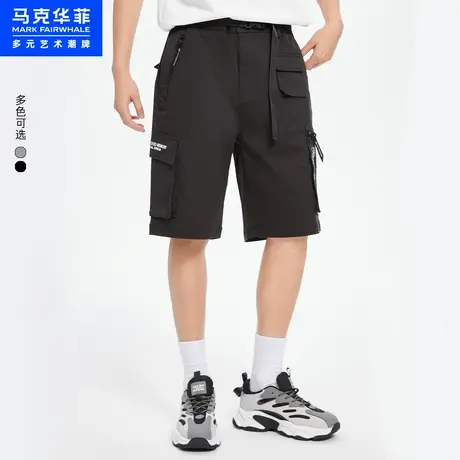 马克华菲立体口袋工装短裤男2023夏季新款潮流休闲宽松五分裤子图片