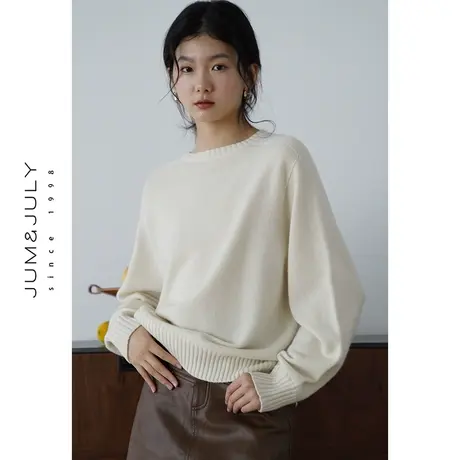 嘉茱莉2023秋季新款1OO羊毛针织衫女短款宽松套头毛衣薄款上衣图片
