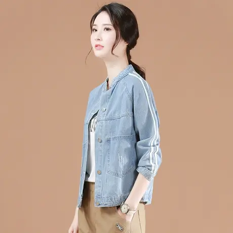 韩潮袭人复古立领牛仔外套女2023秋装新款棒球服休闲夹克短外套图片