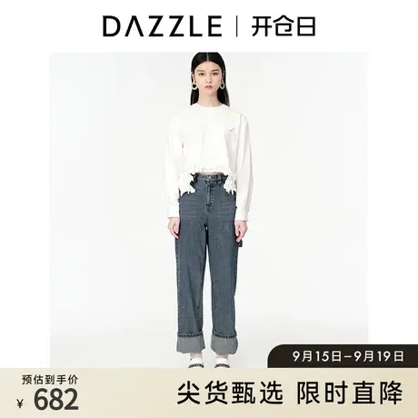 DAZZLE地素奥莱春装法式设计感小众盐系白衬衫衬衣长袖上衣女图片