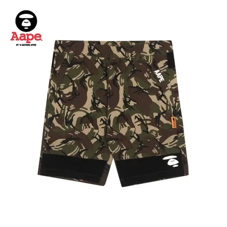 Aape男装春夏猿颜字母印花迷彩拼接撞色标签休闲短裤6627XAG图片