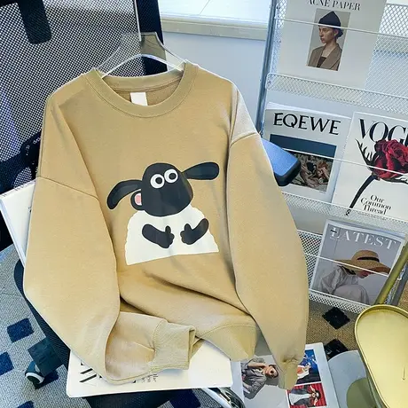 oversize美式复古设计感卫衣女ins潮牌春秋薄款宽松小众高街上衣商品大图