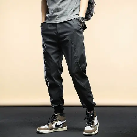 黑色束脚工装裤男2022春夏新款运动九分裤潮牌机能风男士休闲裤子商品大图