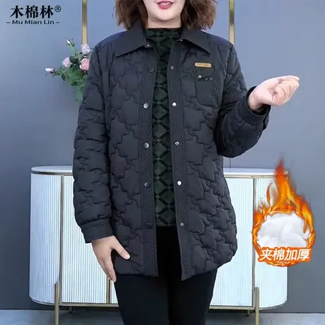 加肥加大胖mm保暖棉服外套春秋新显瘦百搭洋气中老年妈妈时尚夹棉图片