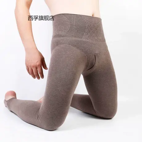 秋冬季男士门禁加绒加厚保暖丝袜打底裤高腰收腹修身竖开口连裤袜商品大图