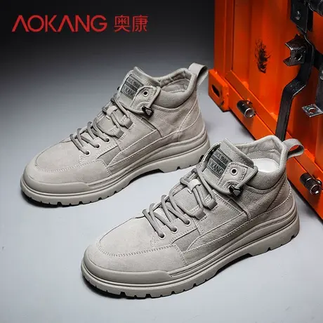 奥康马丁靴男高帮鞋2024春季新款工装男鞋英伦风秋款真皮休闲皮靴商品大图