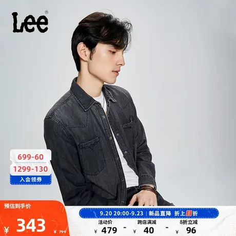 Lee商场同款101+23春夏新品舒适黑灰男牛仔衬衫LMT004983100-972图片