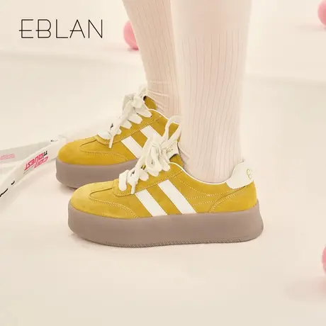 EBLAN/伊伴厚底德训鞋女2025春季新款多巴胺百搭休闲鞋复古板鞋图片