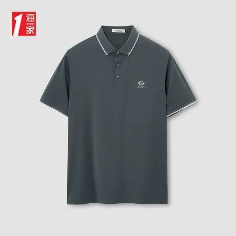海一家撞色翻领POLO衫2025夏季新款简约大气青年男士短袖POLO衫商品大图
