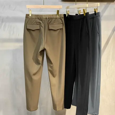 春秋季男士小西裤小脚商务休闲裤直筒略宽松坠感西装九分裤子男潮商品大图