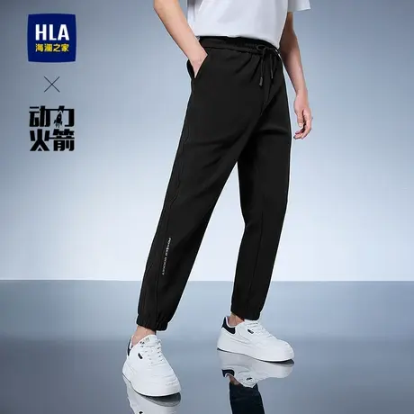 HLA/海澜之家轻商务航天抽绳印花卫裤25春夏新款松紧腰锥形长裤男商品大图