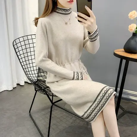 中长款配大衣毛衣裙女内搭秋装2023年新款时尚洋气过膝裙子打底衫图片