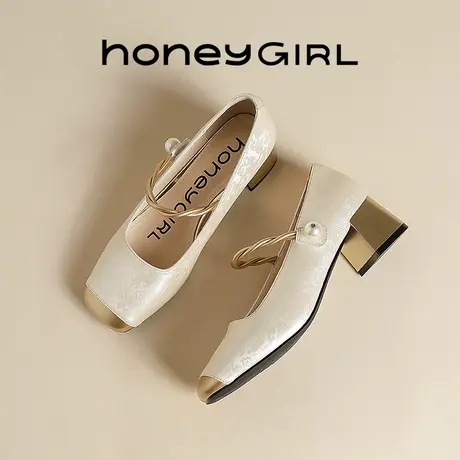 honeyGIRL国风粗跟鞋女夏季2025新款中式法式小香风玛丽珍单鞋女商品大图