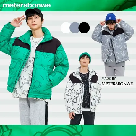 美特斯邦威羽绒服男2023季新款工装格纹短款棉袄宽松情侣装上衣商品大图