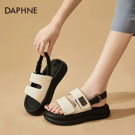 Daphne/达芙妮凉鞋女夏外穿2025新款网红时尚厚底踩屎感百搭拖鞋图片
