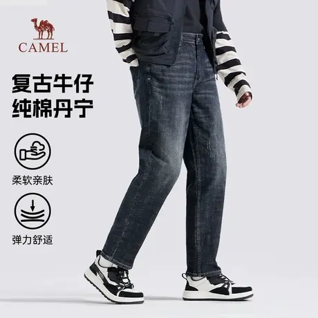 骆驼男装直筒牛仔裤男士2025新款夏季复古水洗纯棉亲肤休闲长裤商品大图