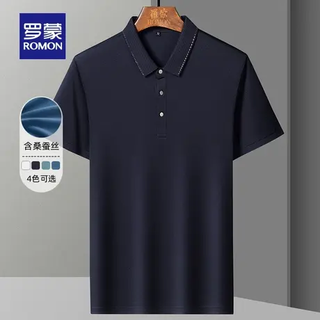 【官方正品】罗蒙夏季新款短袖polo衫含桑蚕丝商务休闲百搭t恤男图片