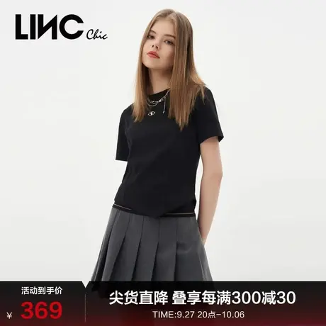 LINCCHIC金羽杰T恤女新款机能感修身紧致短袖女T恤上衣S231FK107Y图片