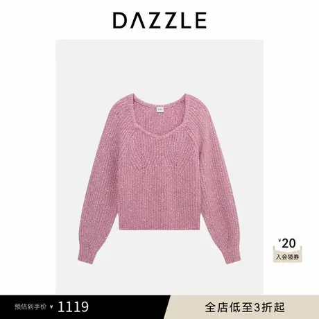 DAZZLE 地素奥莱毛衣2025年春季粉红色棉混纺针织长袖套衫针织衫图片