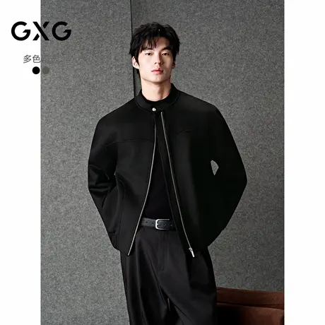 GXG男装 经典立领哈灵顿单排扣短大衣夹克外套 25年冬季新品商品大图