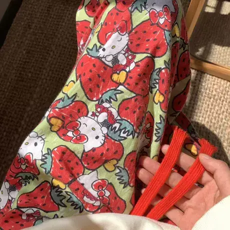 草莓Kitty新款纯棉磨毛抽绳睡裤可爱卡通少女心家居裤可外穿商品大图