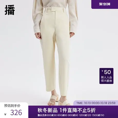 播夏季新款简约纯色休闲宽松显瘦百搭裤子女DDQ2KD5011商品大图