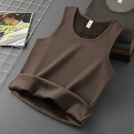 保暖背心男士冬季内穿加绒加厚健身运动打底坎肩马甲无袖t恤跨栏商品大图