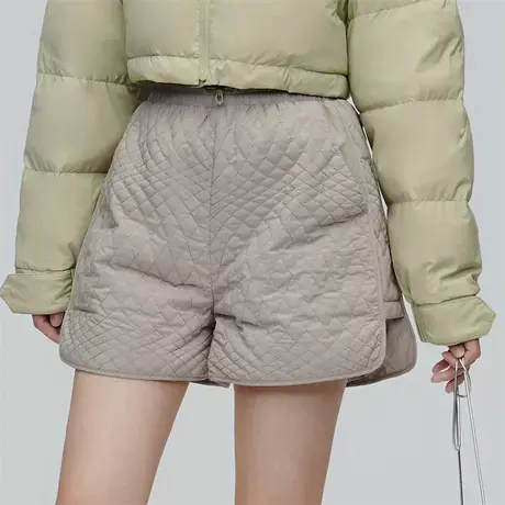 艾莱依羽绒保暖短裤设计感小众百搭时尚感休闲裤冬季高级感裤子女商品大图