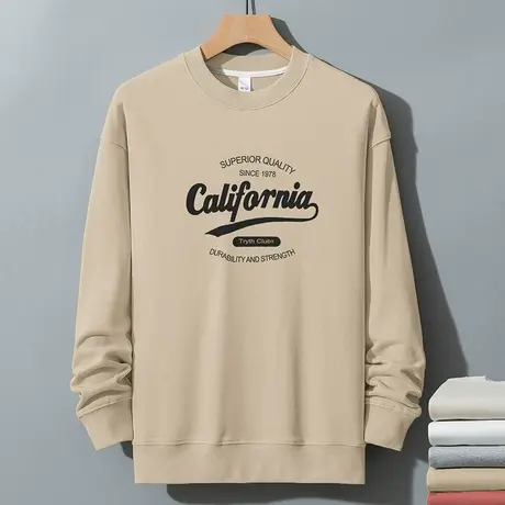 350g重磅日系卫衣男秋冬款2023新款摇粒绒加厚无帽长袖t恤打底衫商品大图